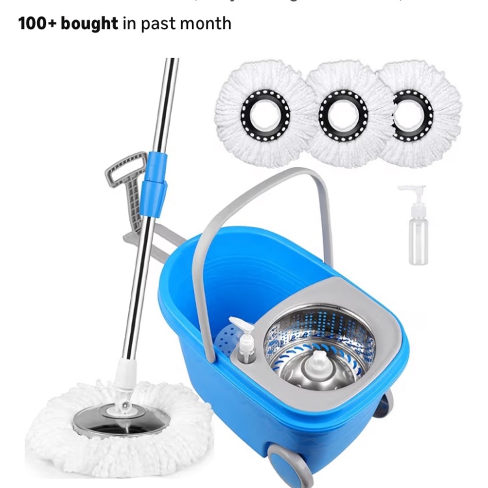 360°Blue Spin Mop and Bucket Set with Extra Mop Heads